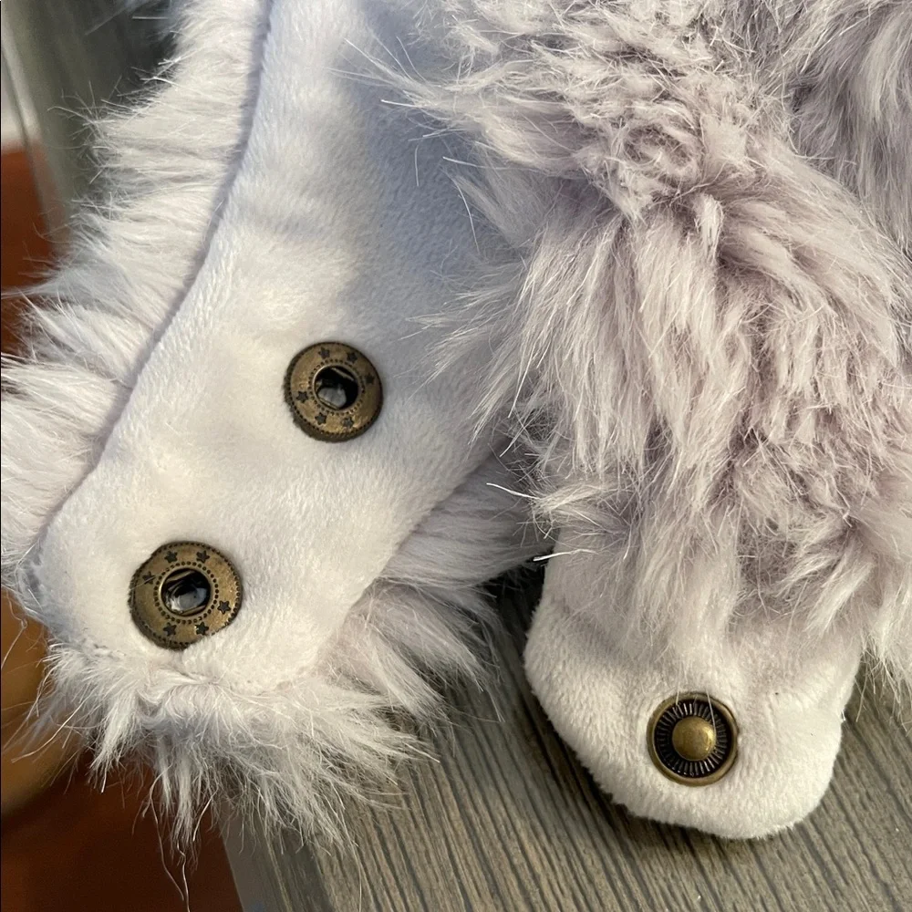 Restoration Hardware LUXE Fur Baby Animal Hood - Grey - 12 Months NWT